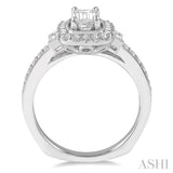 7/8 Ctw Diamond Engagement Ring with 1/2 Ct Octagon Cut Center Diamond in 14K White Gold