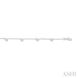 1/10 Ctw Round Charm Round Cut Diamond Station Anklet in 10K White Gold