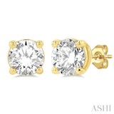 1 1/2 Ctw Round Cut Diamond Stud Earring in 14K Yellow Gold