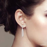 1/4 Ctw Open Marquise Round Cut Diamond Long Earrings in 14K White Gold