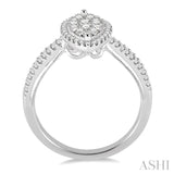 3/4 Ctw Marquise Shape Round Cut Diamond Lovebright Ring in 14K White Gold