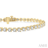 4 Ctw Round Cut Diamond 3-Prong Tennis Bracelet in 14K Yellow Gold