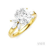 1/2 Ctw Akari Oval Shape Marquise and Round Cut Diamond Semi-Mount Engagement Ring in 14K Yellow and White Gold