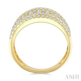 2 Ctw Split Middle Baguette and Round Cut Diamond Fashion Wide Band in 14K Yellow Gold