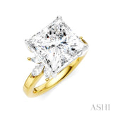 5/8 Ctw Akari Princess Shape Marquise and Round Cut Diamond Semi-Mount Engagement Ring in 14K Yellow and White Gold