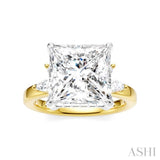 5/8 Ctw Akari Princess Shape Marquise and Round Cut Diamond Semi-Mount Engagement Ring in 14K Yellow and White Gold