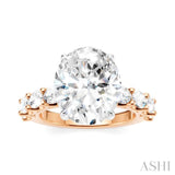 1 1/3 Ctw Oval Shape Oval and Round Cut Diamond Semi-Mount Engagement Ring in 14K Rose and White Gold