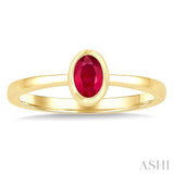 6X4 MM Oval Shape Ruby Precious Solitaire Ring in 14K Yellow Gold