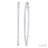1 Ctw Inside & Outside Round Cut Diamond Hoop Earrings in 14K White Gold