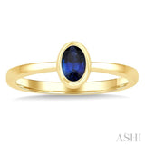6X4 MM Oval Shape Sapphire Precious Solitaire Ring in 14K Yellow Gold