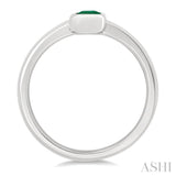 6X4 MM Bezel Set Emerald Precious Solitaire Ring in 14K White Gold