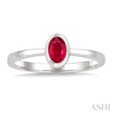 6X4 MM Oval Shape Ruby Precious Solitaire Ring in 14K White Gold