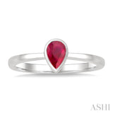 6X4 MM Pear Shape Ruby Precious Solitaire Ring in 14K White Gold