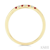 1/20 Ctw 1.55 MM Round Cut Ruby and Round Cut Diamond Precious Fashion Band in 10K Yellow Gold