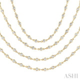 5 1/2 Ctw Bezel Set Round Cut Diamond Layered 60-Inch Necklace in 14K Yellow Gold
