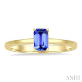 6X4 MM Octagon shape Tanzanite Precious Solitaire Ring in 14K Yellow Gold