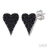 1/2 Ctw Heart Shape Round Cut Black Diamond Fashion Stud earrings in 10K White Gold