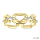 1/20 Ctw Bold Octagonal Link Round Cut Diamond Fashion Ring in Yellow Gold Vermeil