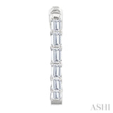 2 Ctw Emerald Cut Diamond Inside Out Fashion Hoop Earring in 14K White Gold