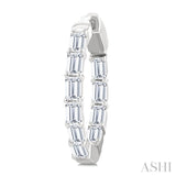 2 Ctw Emerald Cut Diamond Inside Out Fashion Hoop Earring in 14K White Gold