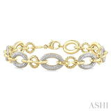 1/10 Ctw Oval Shaped Open Window Link Round Cut Diamond Bracelet in Yellow Gold Vermeil