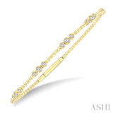 1/2 Ctw Three Stone Bezel Set Round Cut Diamond Flex Bangle in 14K Yellow Gold