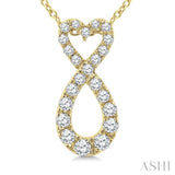 1/4 Ctw Heart Shape Round Cut Diamond Infinity Fashion Pendant With Chain in 10K Yellow Gold