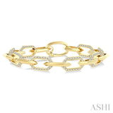 3 Ctw Open Window Hexagon Link Round Cut Diamond Fashion Bracelet in 14K Yellow Gold