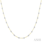1 Ctw Bezel Set Round Cut Diamond Station Necklace in 14K Yellow and White Gold
