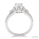 7/8 Ctw Diamond Engagement Ring with 1/3 Ct Princess Cut Center Stone in 14K White Gold