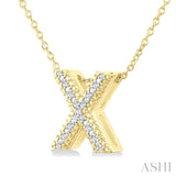 1/20 Ctw Bubble Accent Initial 'X' Round Cut Diamond Fashion Pendant With Chain in Yellow Gold Vermeil