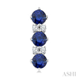 2.5 MM Round Shape Sapphire and 1/20 Ctw Round Cut Diamond Precious Earrings in 10K White Gold