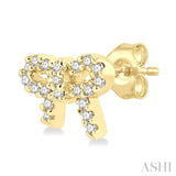 1/8 Ctw Bow Tie Round Cut Diamond Petite Fashion Earrings in 10K Yellow Gold