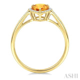 16X6 MM Pear Shape Citrine and 1/6 Ctw Round Cut Diamond Semi-Precious Ring in 10K Yellow Gold