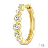 1/4 Ctw Graduated Bezel Set Round Cut Diamond Fashion Hoop Earrings in 14K Yellow Gold