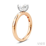 1/4 Ctw Oval Shape Baguette and Round Cut Diamond Semi-Mount Engagement Ring in 14K Rose and White Gold