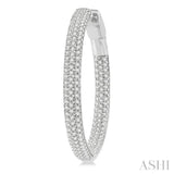 1 Ctw Close Knit Round Cut Diamond Hoop Earrings in 14K White Gold