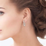 1 Ctw Close Knit Round Cut Diamond Hoop Earrings in 14K White Gold