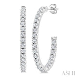 1/3 Ctw French Pave Set Round Cut Diamond Fashion Half Hoop Earrings in 14K White Gold