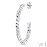 1/3 Ctw French Pave Set Round Cut Diamond Fashion Half Hoop Earrings in 14K White Gold