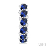 4X3 MM Oval Cut Sapphire and 1/4 Ctw Round Cut Diamond Precious Hoop Earrings in 14K White Gold
