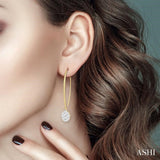 1/2 Ctw Oval Shape Dangler Lovebright Round Cut Diamond Earrings in 14K Yellow and White Gold