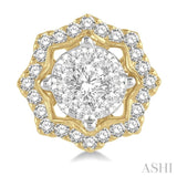 3/4 Ctw Star Lattice Lovebright Round Cut Diamond Earrings in 14K Yellow and White Gold