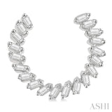 3/4 Ctw Graduated Baguette Diamond Hoop Earrings in 14K White Gold