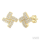 1/5 Ctw Petite Pinwheel Round Cut Diamond Fashion Stud Earrings in 10K Yellow Gold