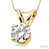 Round Cut Diamond Solitaire Pendant in 14K Yellow Gold with chain