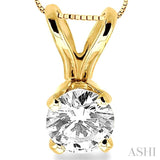 Round Cut Diamond Solitaire Pendant in 14K Yellow Gold with chain