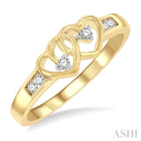1/10 ctw Twin Hearts Diamond Ring in 10K Yellow Gold