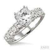 1.00 ctw Princess Cut Diamond Semi-Mount Engagement Ring in 14K White Gold