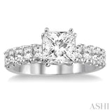 1.00 ctw Princess Cut Diamond Semi-Mount Engagement Ring in 14K White Gold